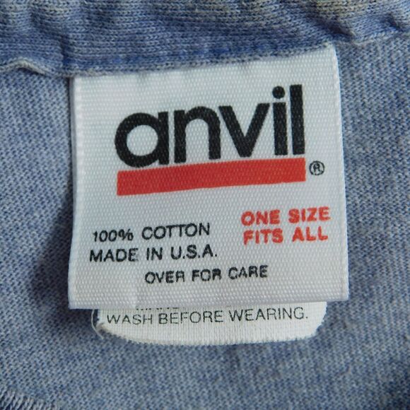 Vintage Anvil T-Shirt Blue Totem Fish 2-Side Graphic Tee L/XL? Single-Stitch USA - Picture 10 of 16